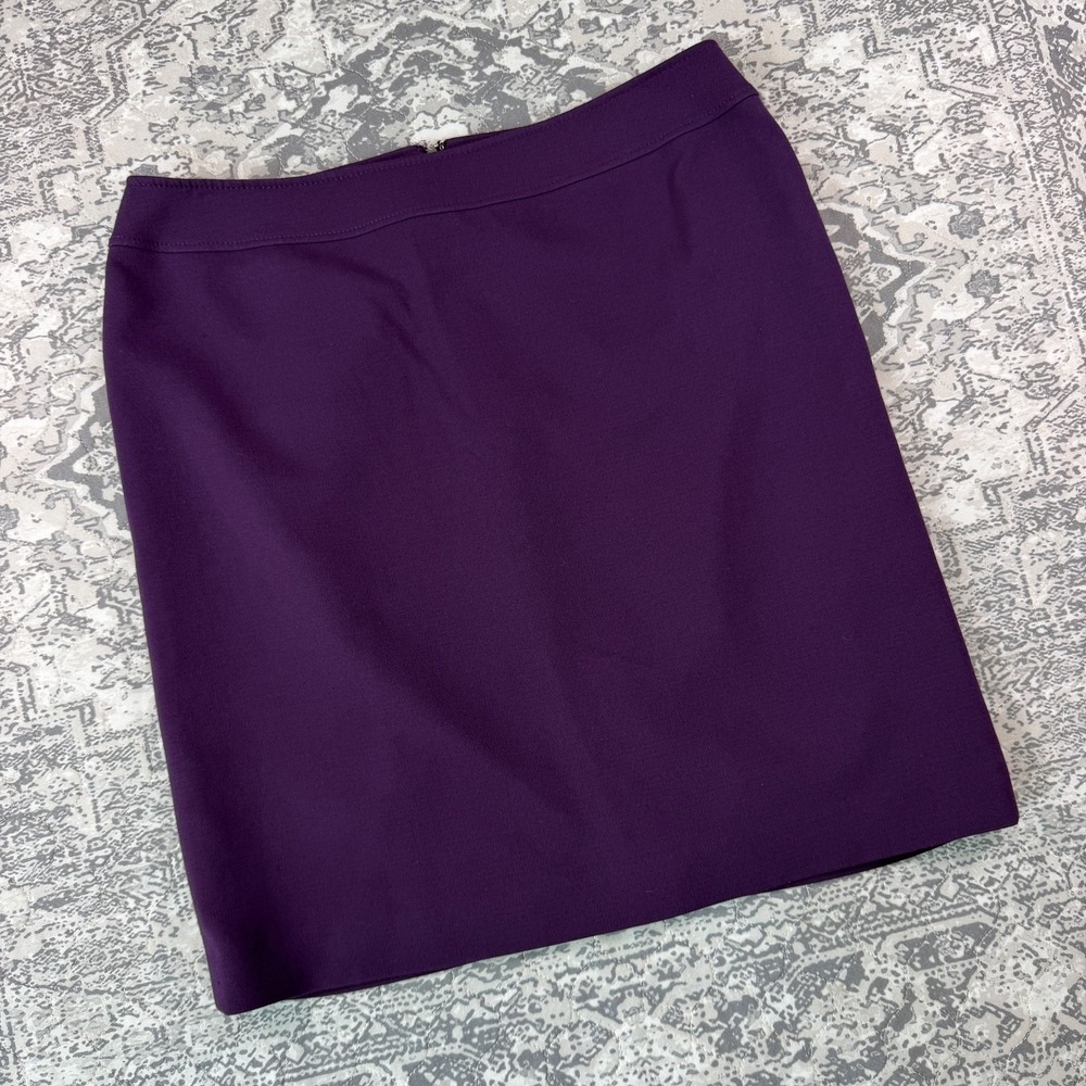 Tahari Arthur S Levine Purple Pencil Skirt Womens 14 Stretch Lined Knee Length